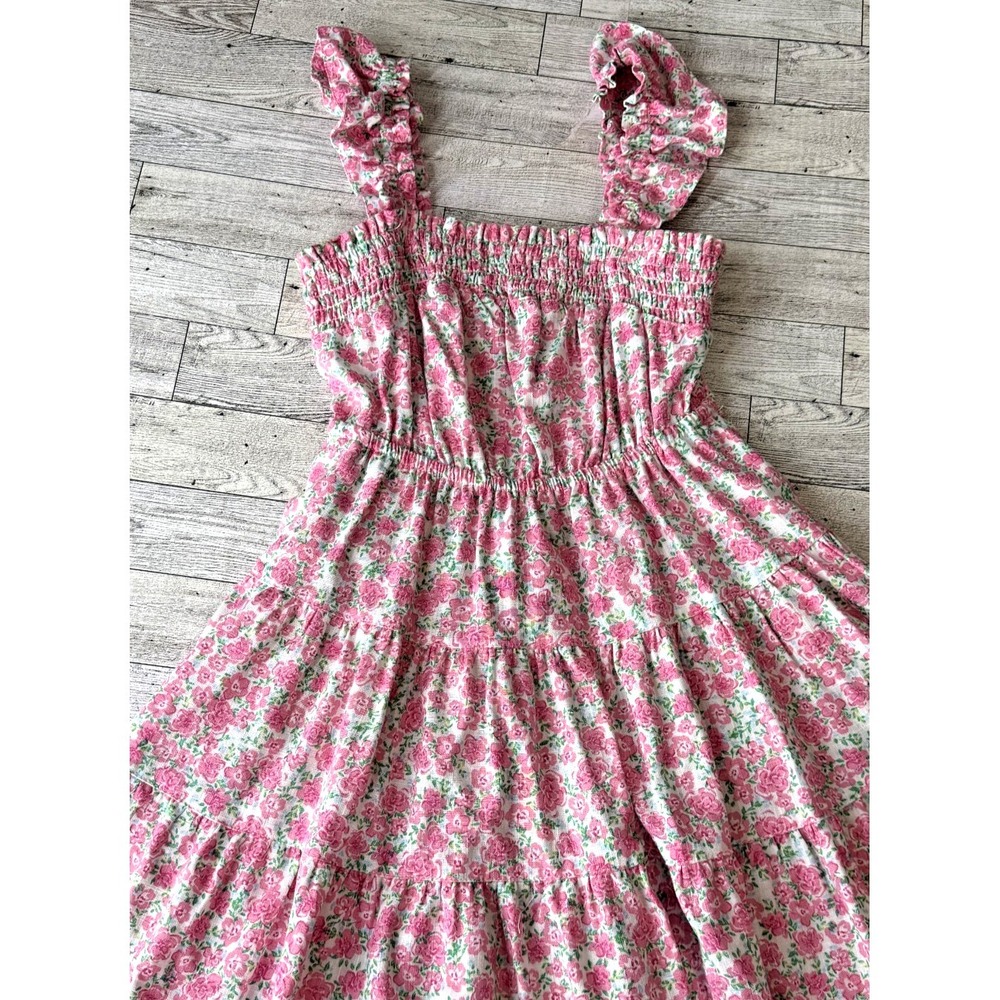 Copper Key Sleeveless Dress Girls Stretch Ruffle Top/Straps Floral EUC Size 7